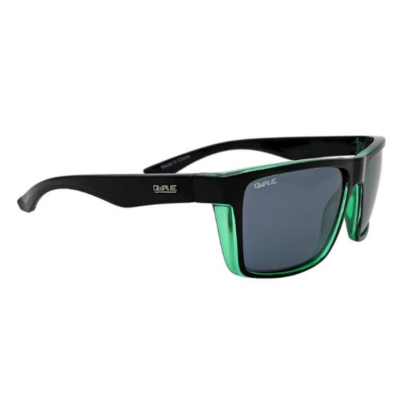 QWAVE Collection Jay Polarized Sunglasses, Shiny Black / Emerald Spray - Picture 1 of 5